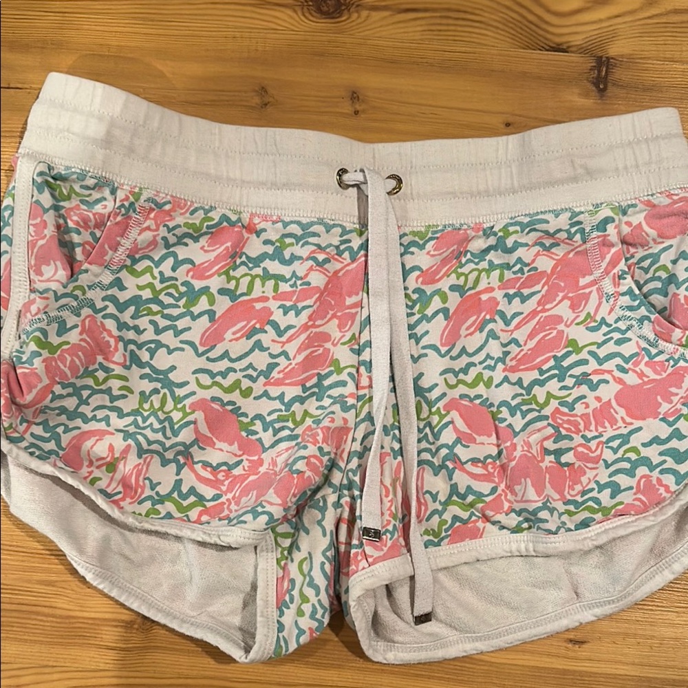 Lilly Pulitzer Pink and Green Athletic Shorts with Floral Design